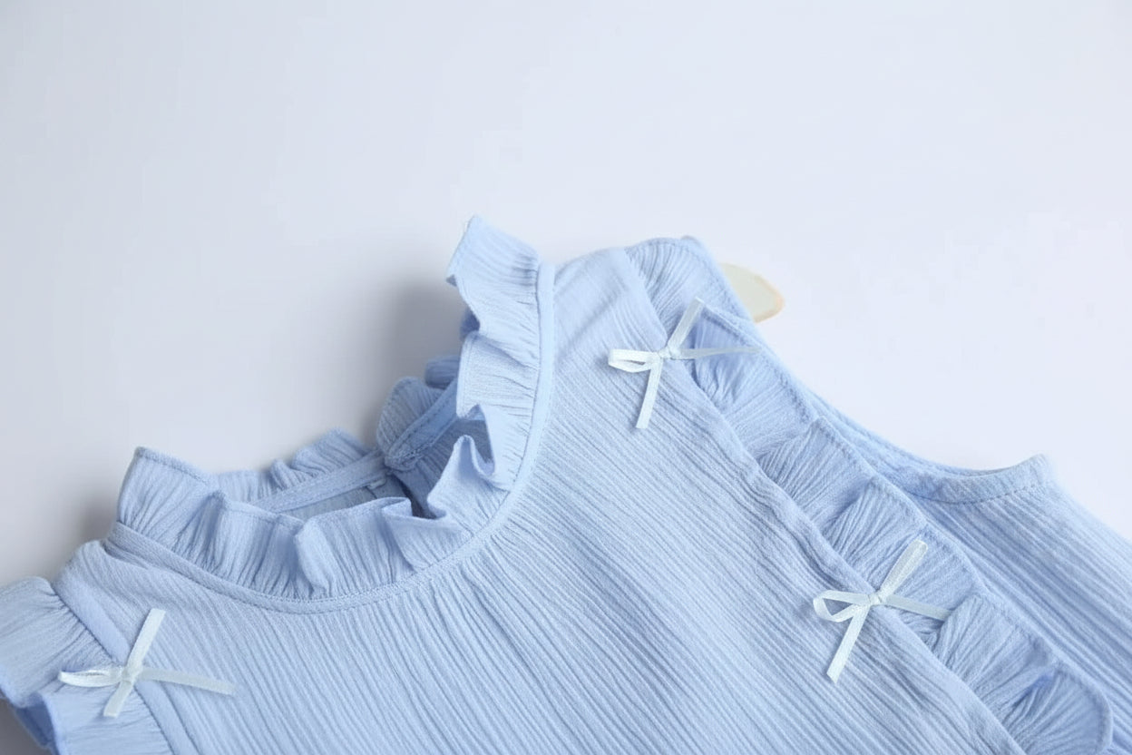Kids Girls Lightweight Ruffled Top & Shorts Set. 3 Colours 12M-4Y