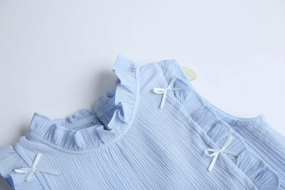 Kids Girls Lightweight Ruffled Top & Shorts Set. 3 Colours 12M-4Y