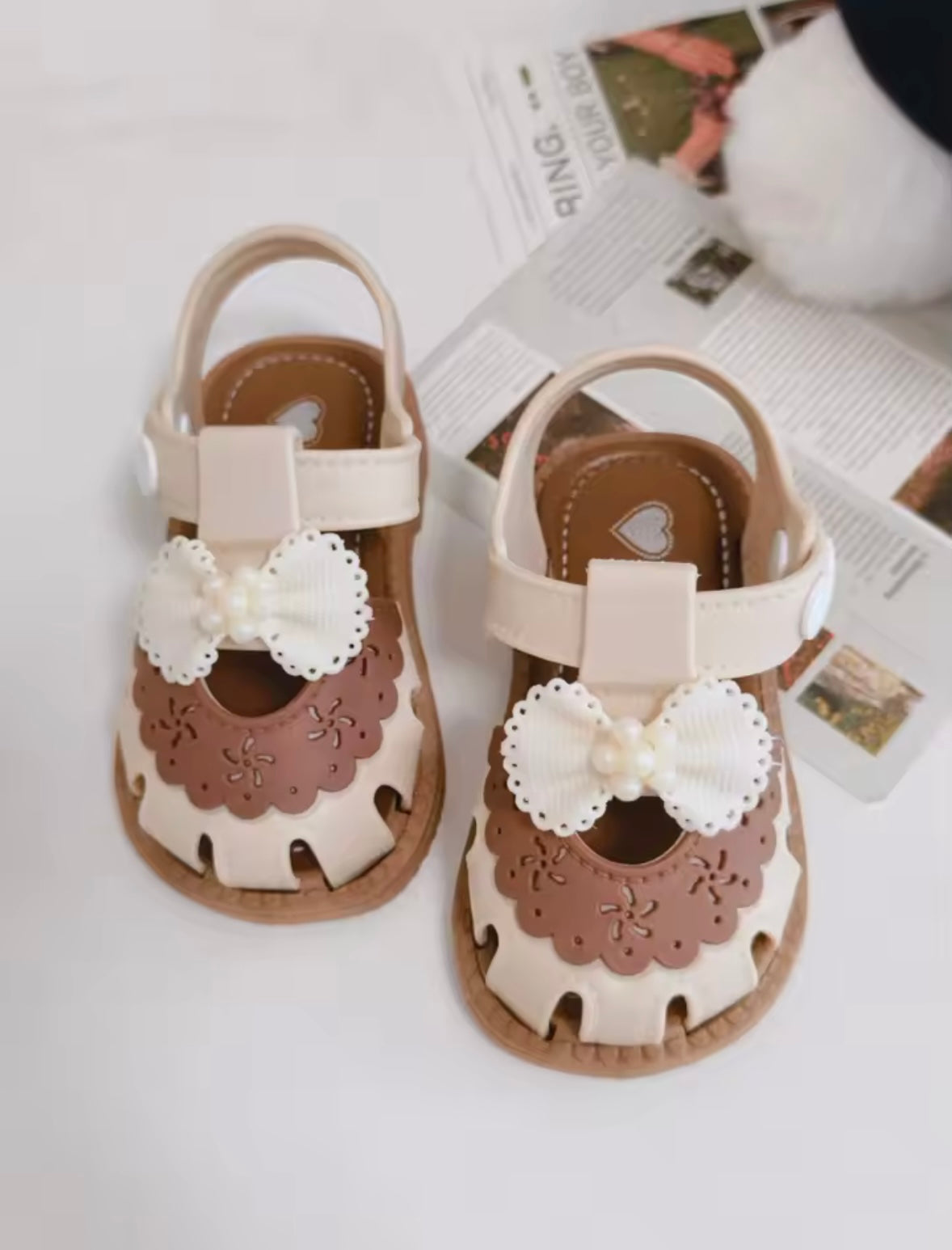 Baby Toddler Anti-Slip Bow Strap Sandals. 2 Colours EU16-25
