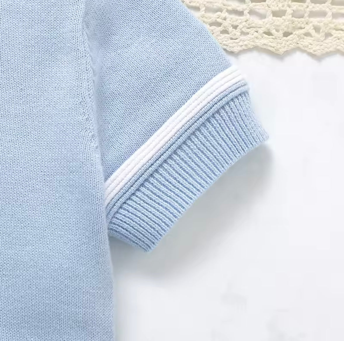 Baby Toddler Short Sleeve Knitted Top & Shorts Set. 3 Colours 3-18M