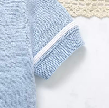 Baby Toddler Short Sleeve Knitted Top & Shorts Set. 3 Colours 3-18M