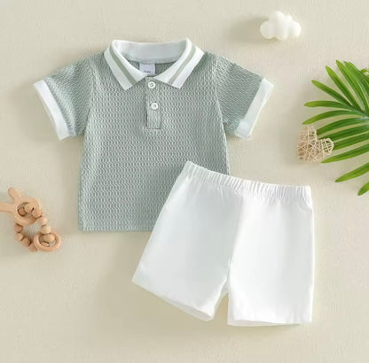 Kids Boys Textured Polo Shirt & Shorts Set 9M-3Y