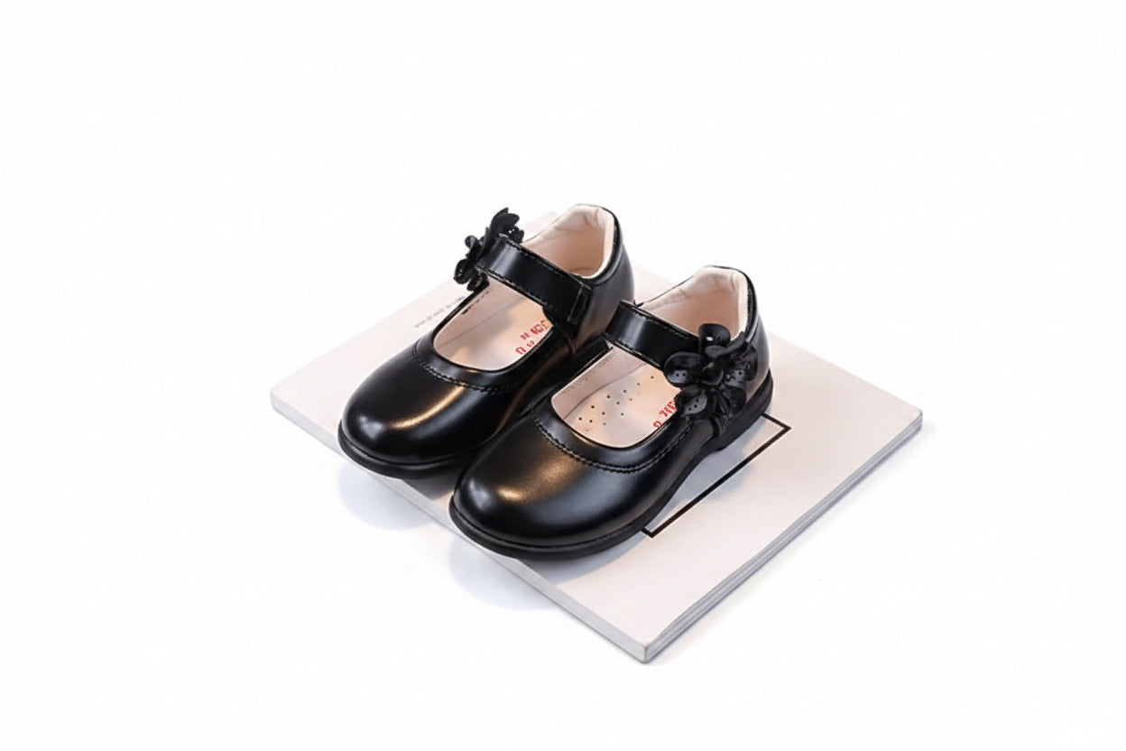 Kids Girls Bowknot Velcro Strap School Shoes. EU Size 26-38