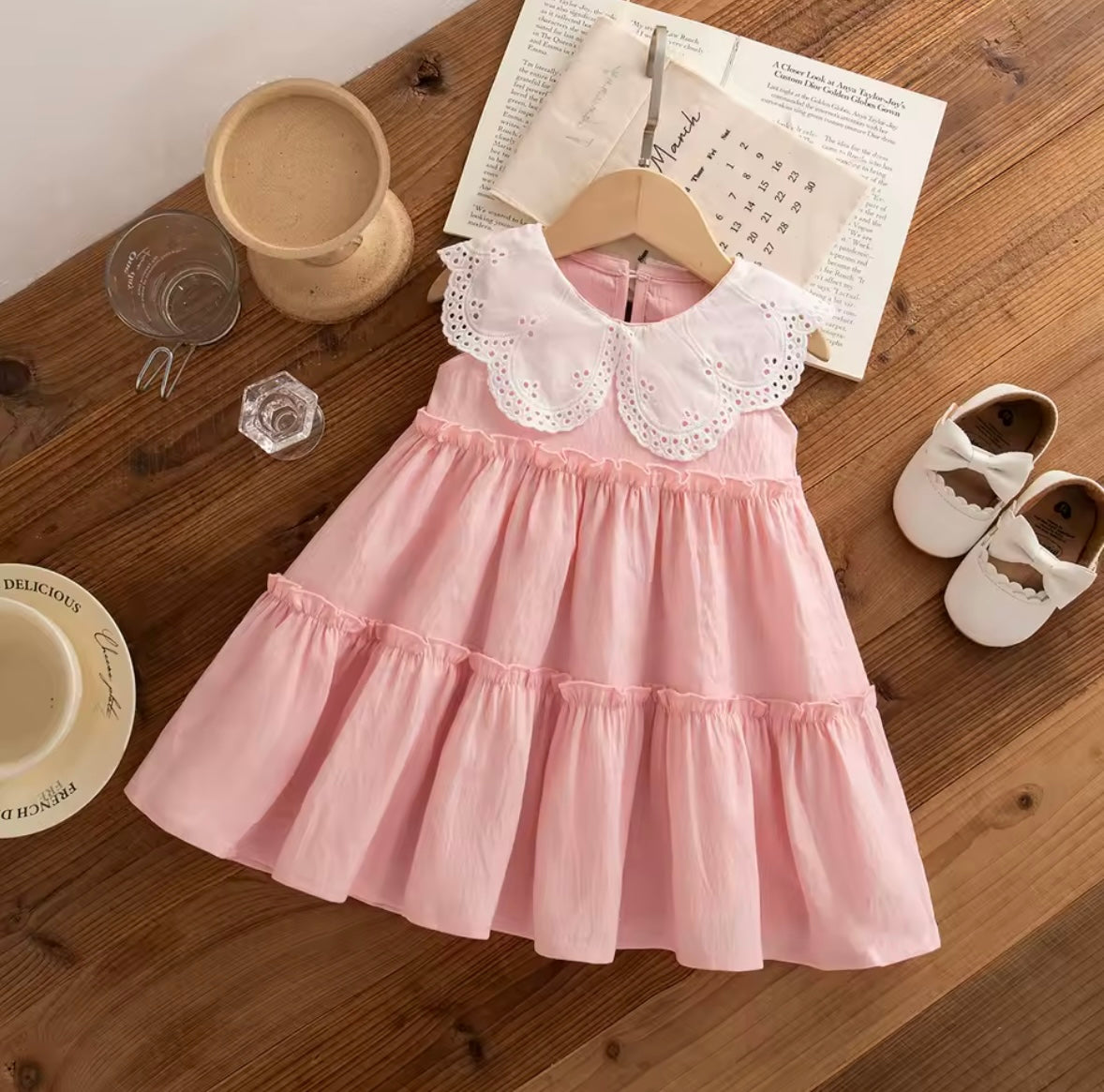 Baby Toddler Sleeveless Mid Length Cotton Dress. 3 Colours 9M-4Y