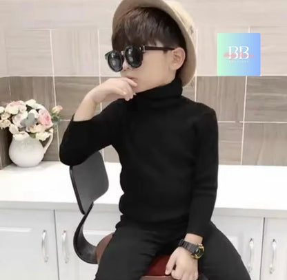 Kids Woollen Long Sleeve Turtleneck Sweater. 5 colours, 12M-9Y