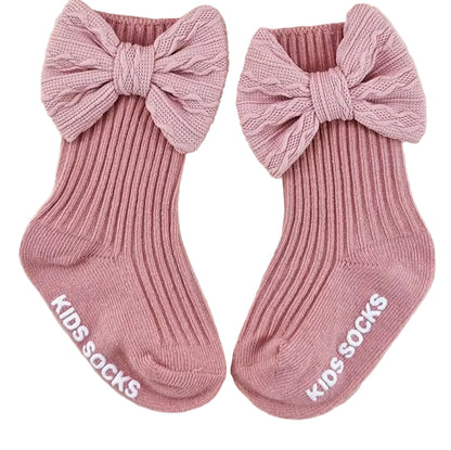 Baby Toddler Girls Bowknot Headscarf Hat & Matching Bowknot Socks. 5 Colours Fits 0-6M