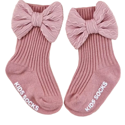 Baby Toddler Girls Bowknot Headscarf Hat & Matching Bowknot Socks. 5 Colours Fits 0-6M