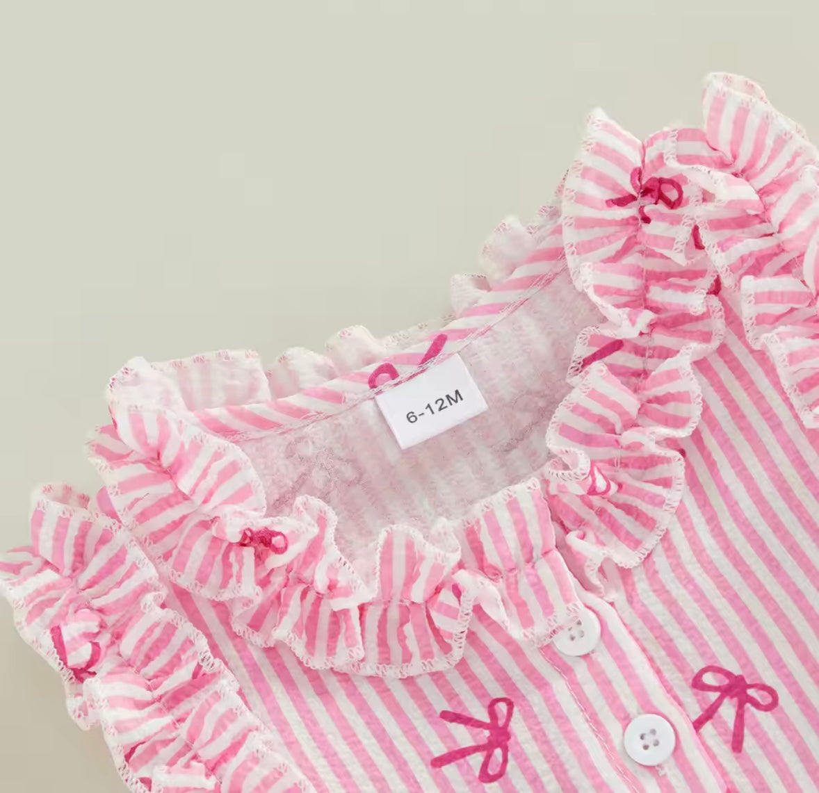 Kids Girls Lightweight Ruffle Pinstripe Vest Top & Shorts Set. 2 Colours 12M-4Y