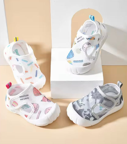 Kids Mesh Velcro Strap Anti-Slip Shoes. 4 Colours EU14-21