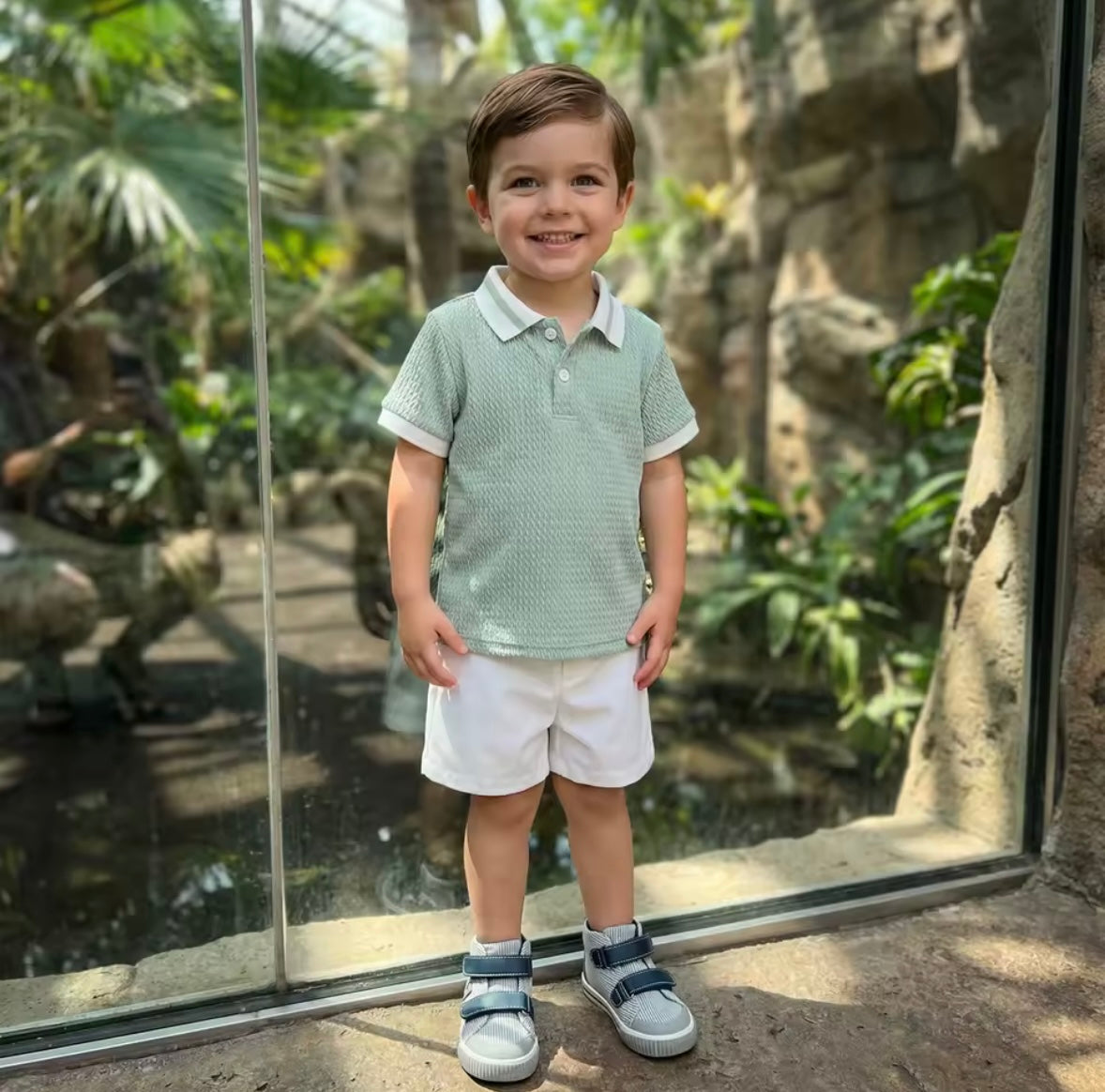 Kids Boys Textured Polo Shirt & Shorts Set 9M-3Y