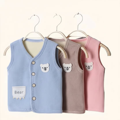 Kids Unisex Fleece Lined Pinstripe Waistcoat. 3 Colours 9M-7Y
