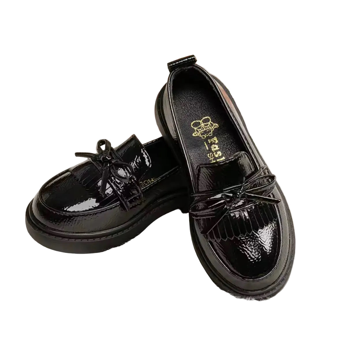Kids Girls Black Patent Loafer School Shoes. Uk infant size  9-junior size 2