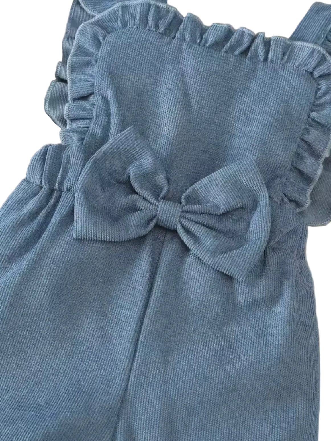 Baby Toddler Girls Ribbed Bowknot Dungarees & Ribbed Long Sleeve Top Set. 2 Colours 3-24M