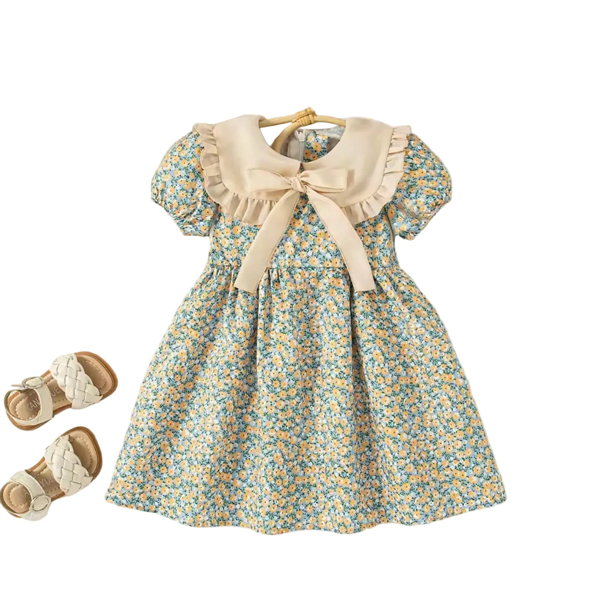Kids Girls Lightweight Floral Bowknot Dress. 12M-6Y