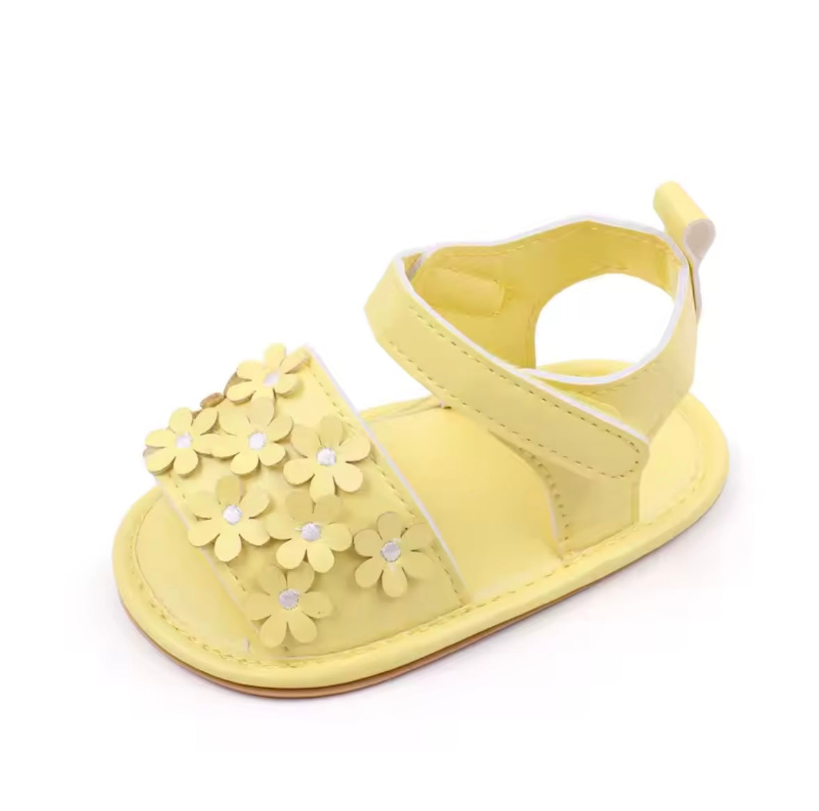 Baby Toddler Girls Leather Velcro Strap Daisy Sandals. 3 Colours 0M-18M