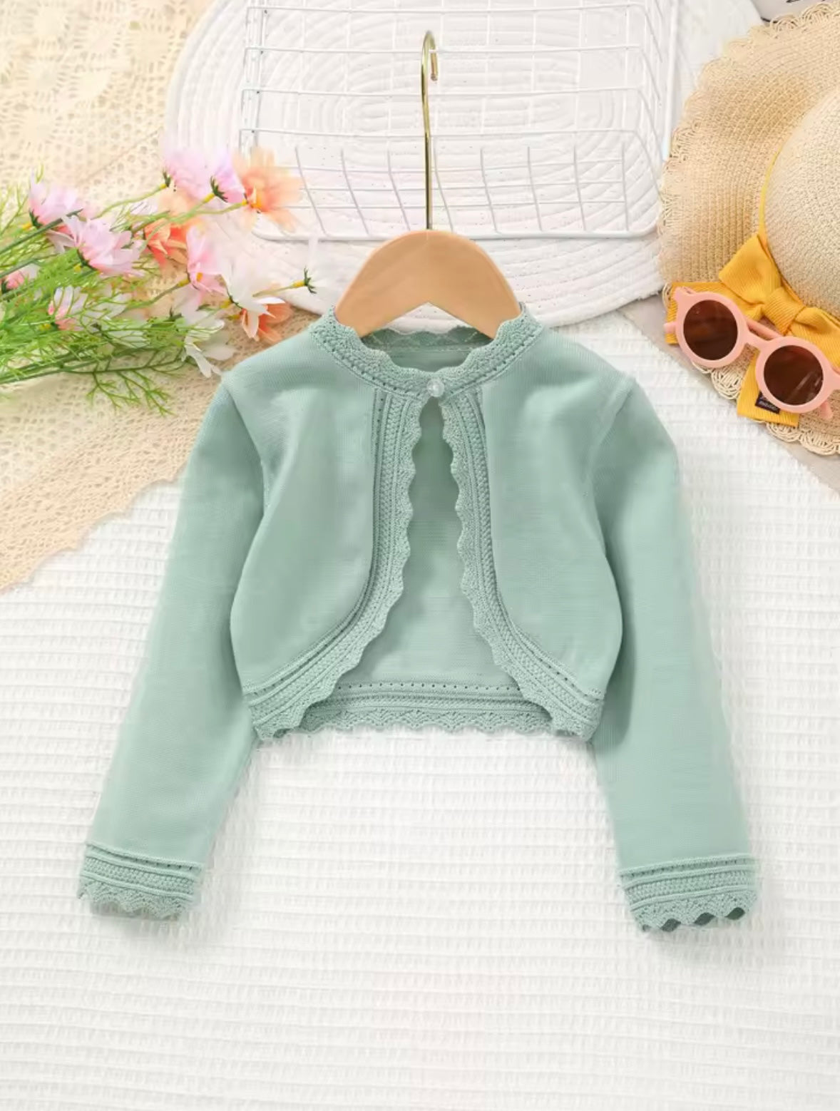 Kids Girls Lightweight Long Sleeve Shawl Cardigan. 4 Colours 1-24M