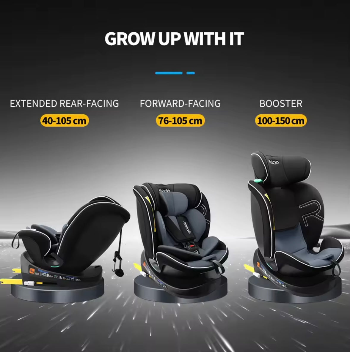 Kids Reecle I-Size 360 Swivel ISOFIX Car Seat. 0-12Y 3 Colours Available