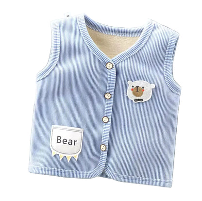 Kids Unisex Fleece Lined Pinstripe Waistcoat. 3 Colours 9M-7Y