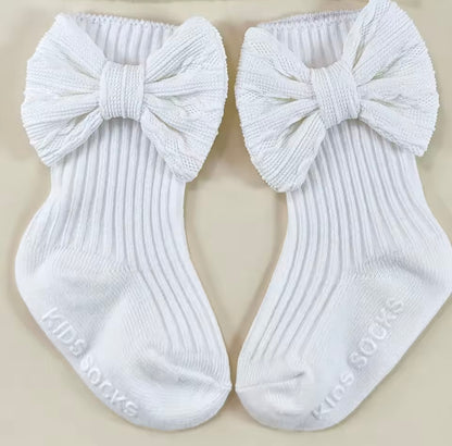 Baby Toddler Girls Bowknot Headscarf Hat & Matching Bowknot Socks. 5 Colours Fits 0-6M