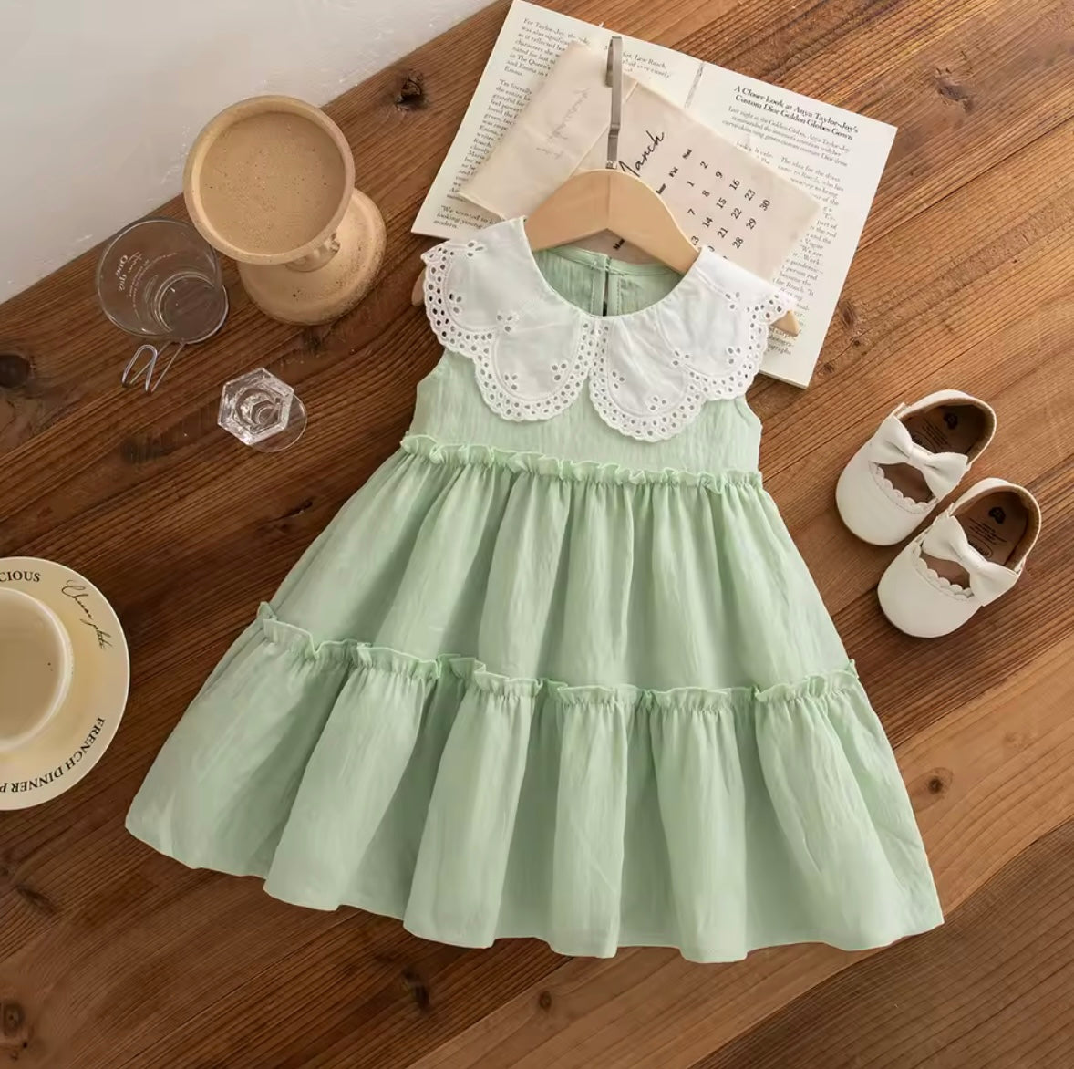 Baby Toddler Sleeveless Mid Length Cotton Dress. 3 Colours 9M-4Y