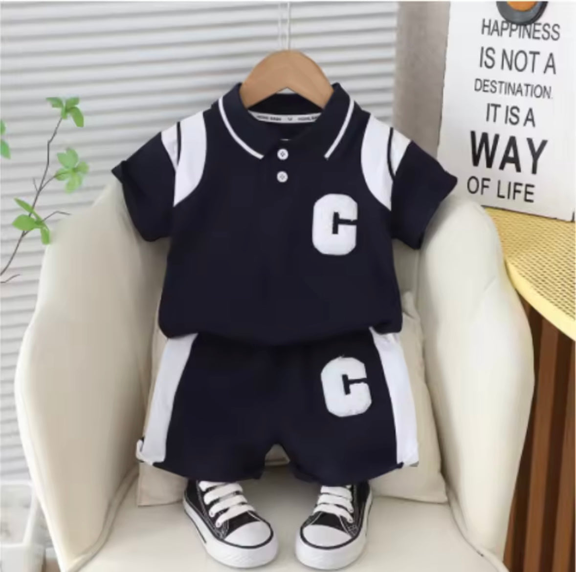 Kids Boys Casual Sports Polo Shirt & Matching Shorts Set. 2 Colours 2-6Y