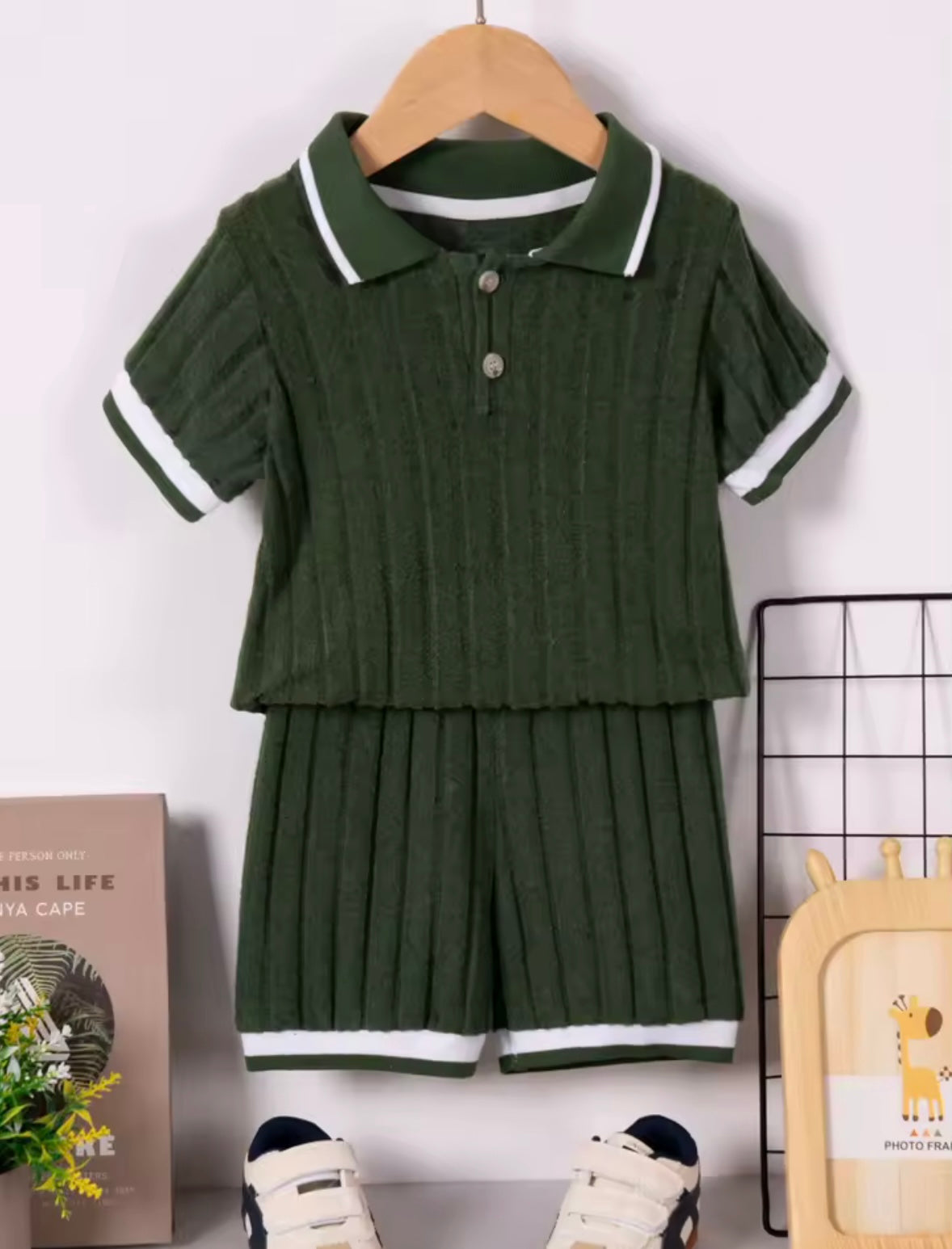 Kids Boys Lightweight Ribbed Polo Shirt & Shorts Set. 3 Colours 18M-5Y
