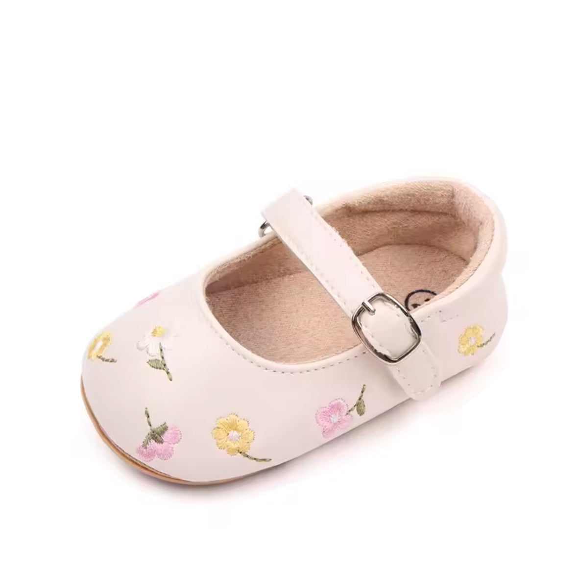Baby Toddler Leather Flower Embroidery Anti-Slip Shoes. 3 Colours. 0-18M