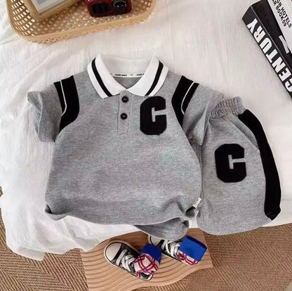 Kids Boys Casual Sports Polo Shirt & Matching Shorts Set. 2 Colours 2-6Y