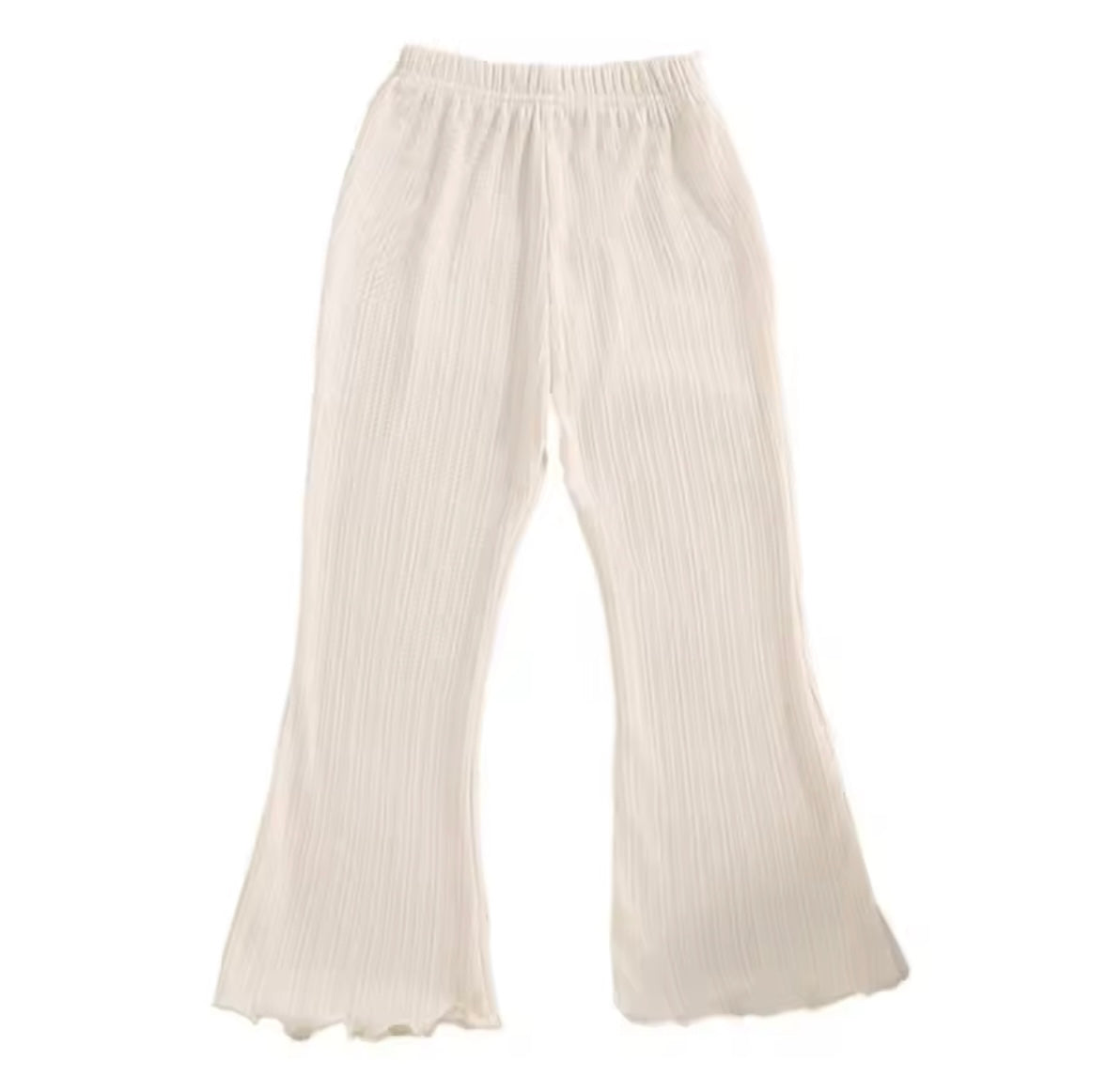 Kids Girls Casual Ribbed Loose Fit Flare Trousers. 5 Colours 12M-10Y