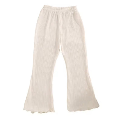 Kids Girls Casual Ribbed Loose Fit Flare Trousers. 5 Colours 12M-10Y