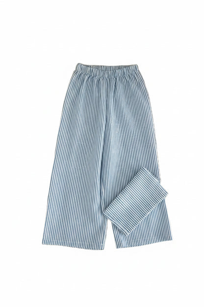 Kids Girls Pinstripe Sleeveless Bowknot Top & Wide Leg Trousers. 2 Colours 3-7Y