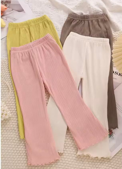 Kids Girls Casual Ribbed Loose Fit Flare Trousers. 5 Colours 12M-10Y