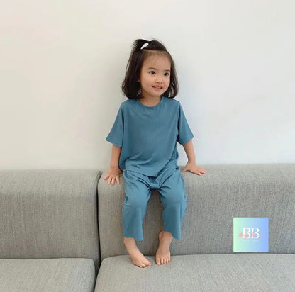 Kids Solid Colour Cotton Pyjamas, Unisex. 5 colours, 12M-6Y