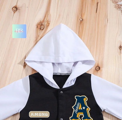 Baby Boys Baseball Romper, Long Sleeve with Hood 0-18M
