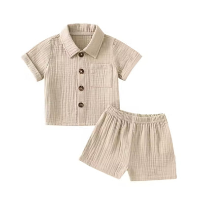 Baby Toddler Boys Muslin Shirt & Shorts Set. 6 Colours 0M-3Y