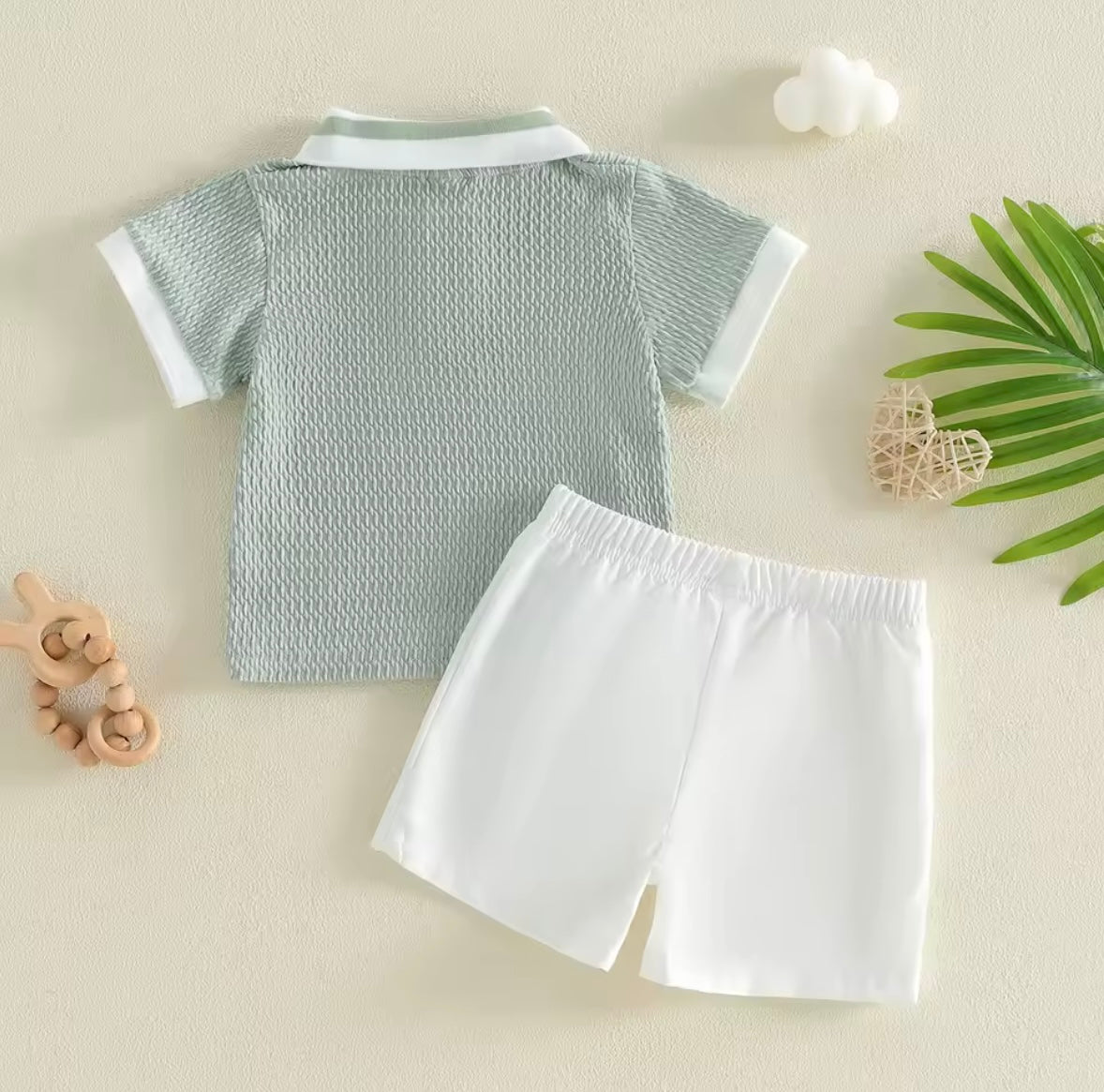 Kids Boys Textured Polo Shirt & Shorts Set 9M-3Y