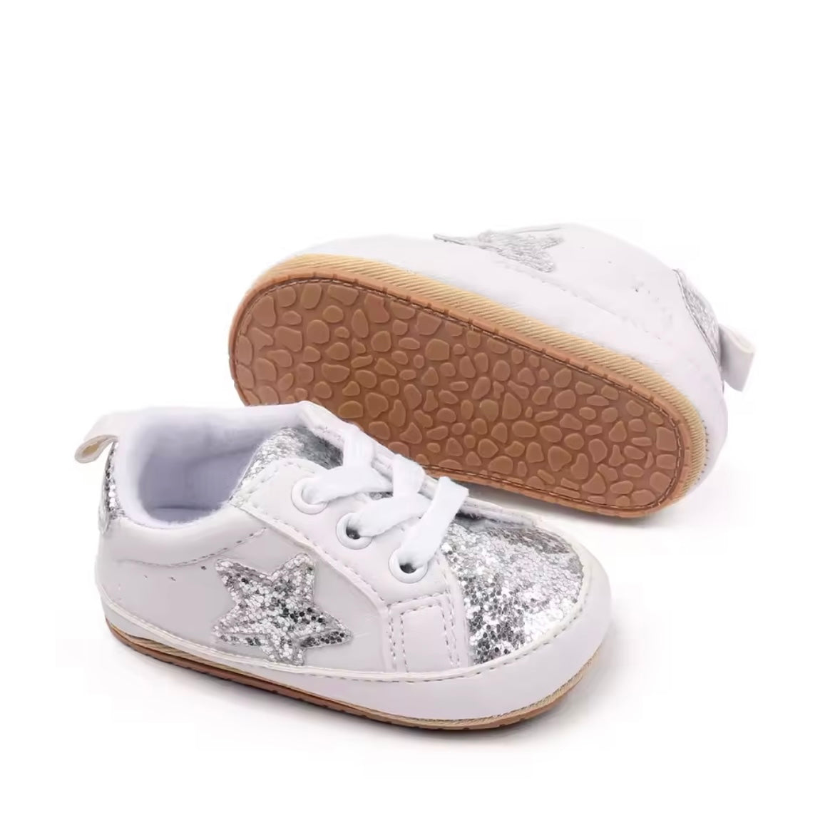 Baby Toddler Lace Up Slip On Glitter Sports Shoes. 4 Colours 0M-18M