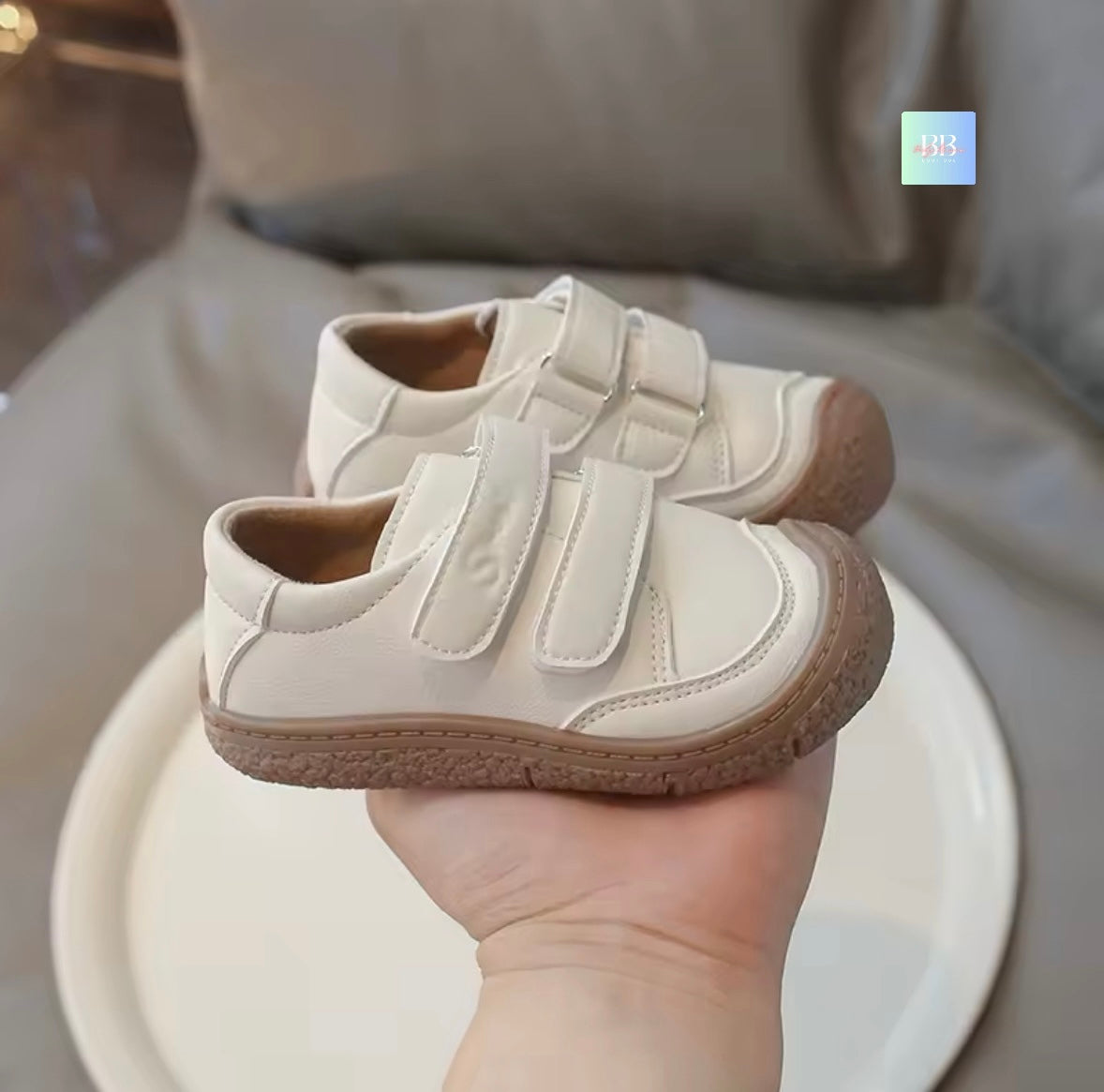 Infant Soft Leather Shoes with Velcro straps. 2 colours, EU infant size 17-26