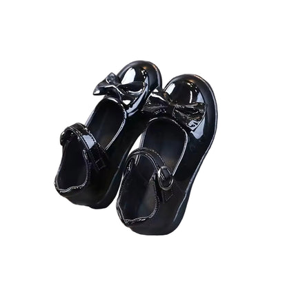 Kids Girls Bowknot Patent Buckle Strap School Shoes. EU Size 27-33