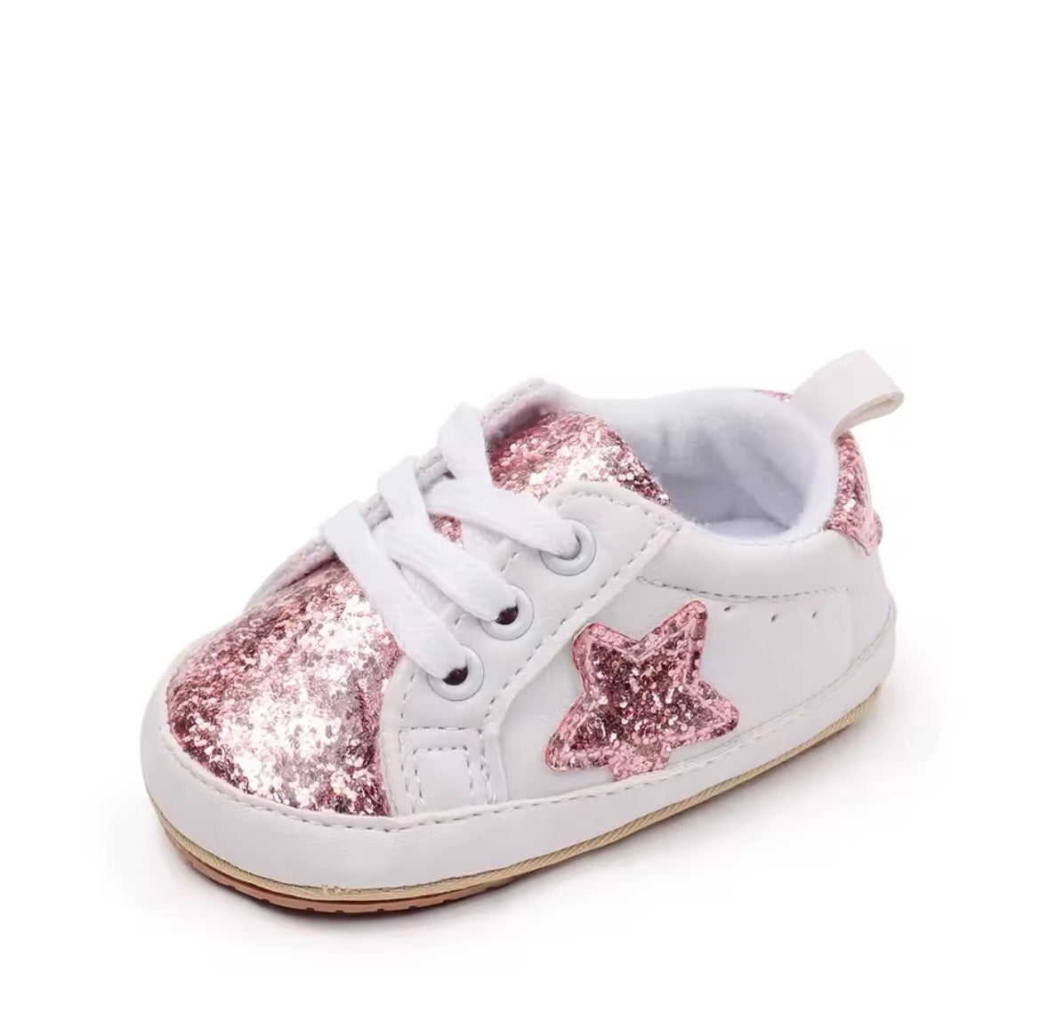 Baby Toddler Lace Up Slip On Glitter Sports Shoes. 4 Colours 0M-18M