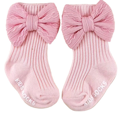 Baby Toddler Girls Bowknot Headscarf Hat & Matching Bowknot Socks. 5 Colours Fits 0-6M