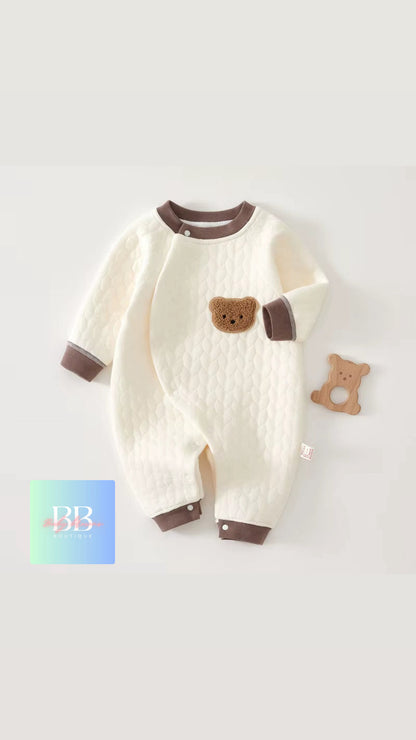 Baby/Toddler Long Sleeved Romper with Cartoon Bear Logo. 6 variants, 3-9M