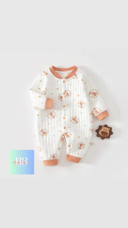 Baby/Toddler Long Sleeved Romper with Cartoon Bear Logo. 6 variants, 3-9M