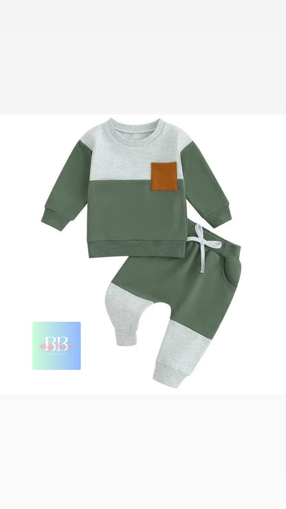 Baby/Toddler Sweatshirt & Pants set with Front Pocket. 0M-3Y, 4 colours.
