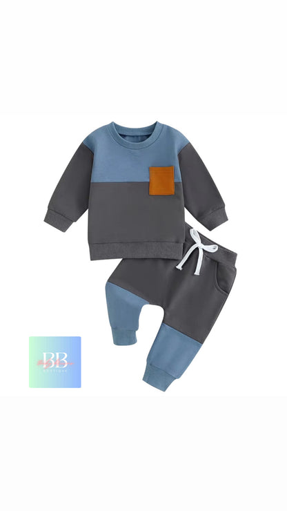 Baby/Toddler Sweatshirt & Pants set with Front Pocket. 0M-3Y, 4 colours.