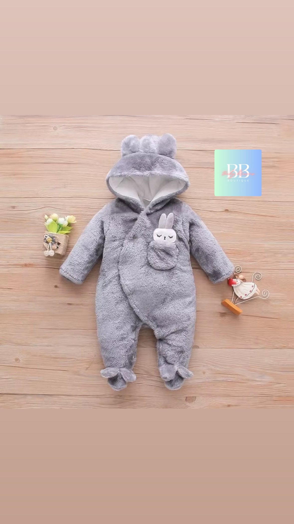 Baby/Toddler Velour Outdoor Romper with cute Hood. 0-18M, 8 variants.