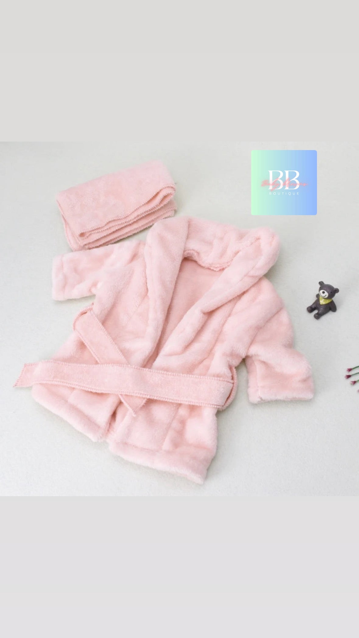 Baby/Toddler Soft Bathrobes with Belt & Towel. 0-6M, 2 colours.