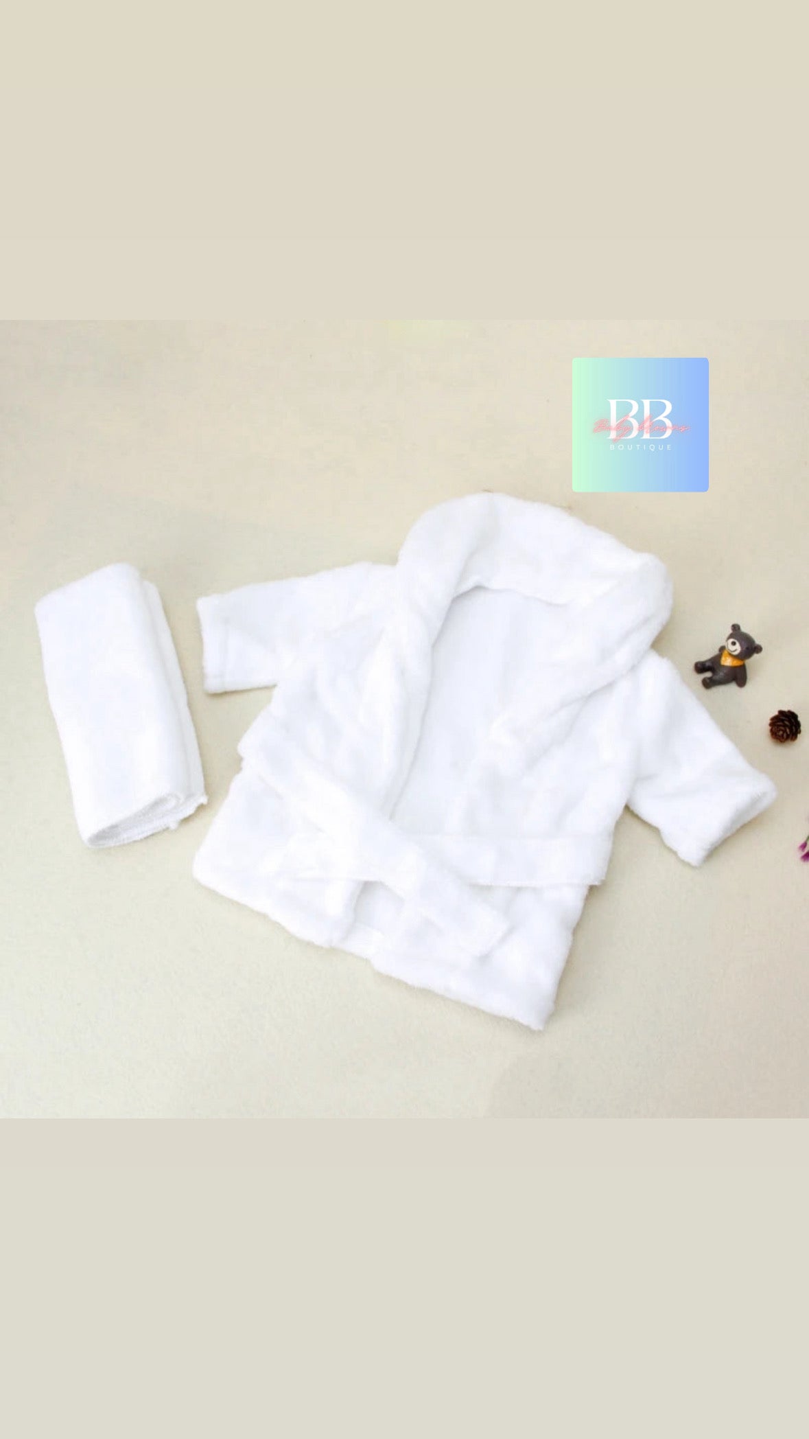 Baby/Toddler Soft Bathrobes with Belt & Towel. 0-6M, 2 colours.
