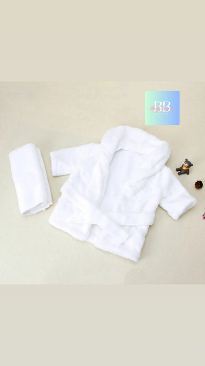 Baby/Toddler Soft Bathrobes with Belt & Towel. 0-6M, 2 colours.