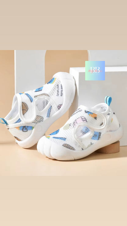 Baby/Toddler Mesh Shoes with Rubber Sole & Cute Designs. 1-3 years, 9 variants.
